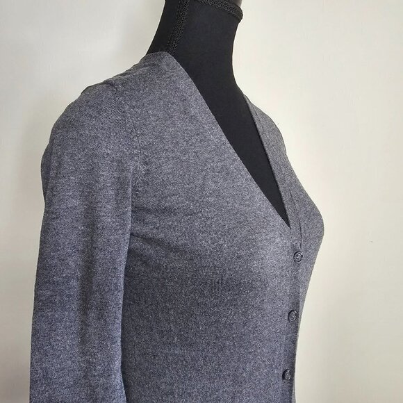 Le Chateau Women's Grey V-Neck Button up Cardigan Sweater, XXS - Picture 5 of 11